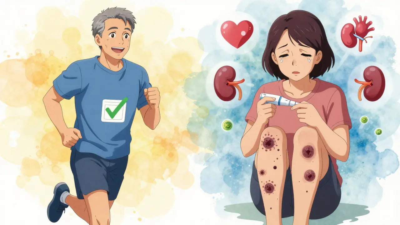 Two contrasting figures: one healthy, one suffering from infection, with medical icons floating around them.