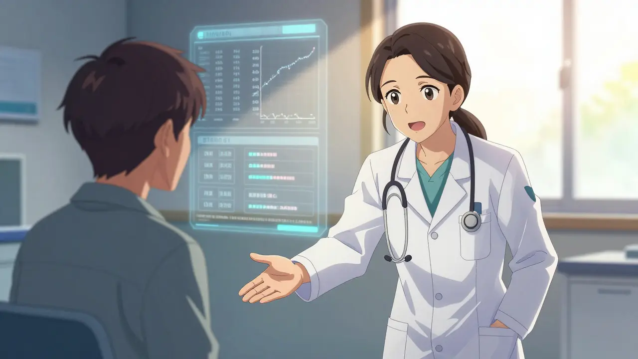 Doctor comforting patient with soft sunlight in background